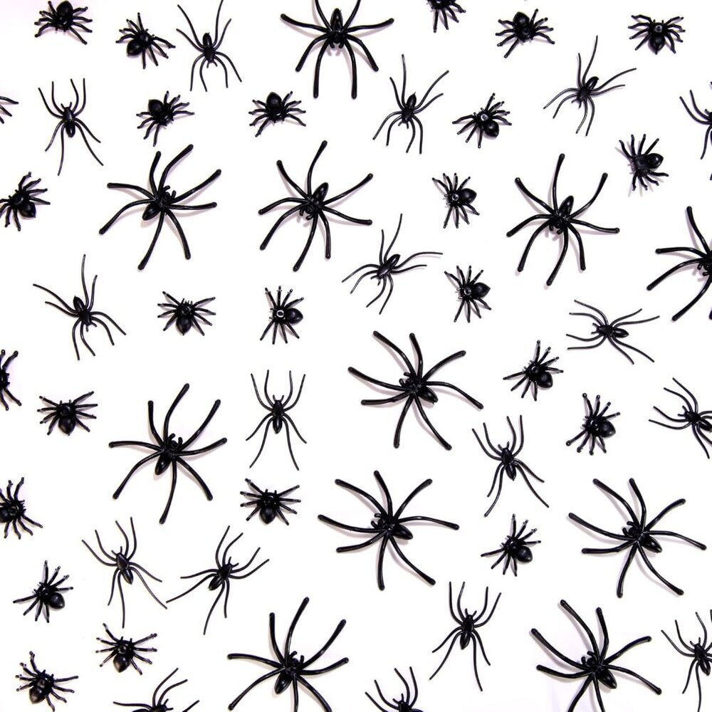 120 Pieces Realistic Plastic Spiders 3 Sizes Small Spider Toys Black Fake Spider